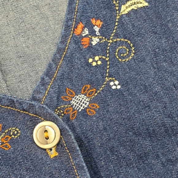 Vtg White Stag Dress Large Blue Denim Embroidered Pocket Western Modest Timeless - Picture 7 of 10